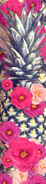 Free pineapple bookmark featuring hot pink on a pale pineapple